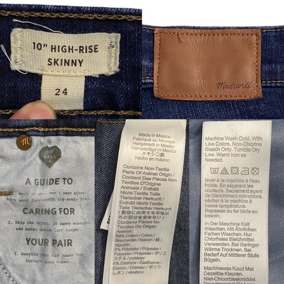 Madewell 10" High Rise Skinny Medium Blue Wash Stretch Whiskers Jeans Denim 24 - Picture 4 of 16